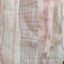 Orden fresca MOQ 500 metros de color rosa amarillo 100% lino natrual hilo teñido tela para vestido de camisa